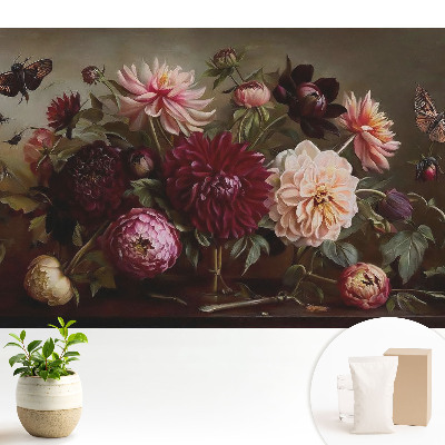 Tapeta do obývačky Kvety a motýle v klasickej kytici