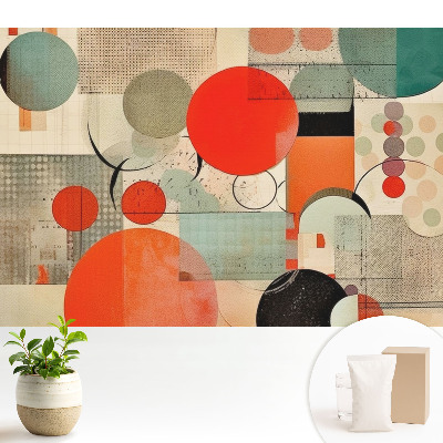 Luxusná tapeta s geometrickými tvarmi, motívom kruhov a obdĺžnikov