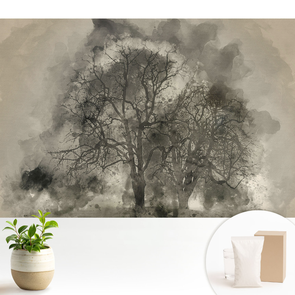 Tapeta do obývačky Atmosférické akvarely s hmlistými stromami