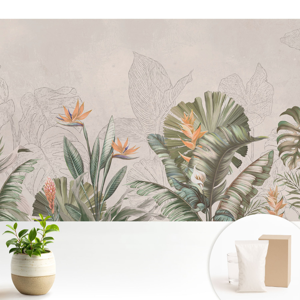 Luxusná tapeta Exotická vegetácia s farebnými kvetmi