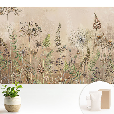 Tapeta na stenu s pastelovými rastlinnými motívmi