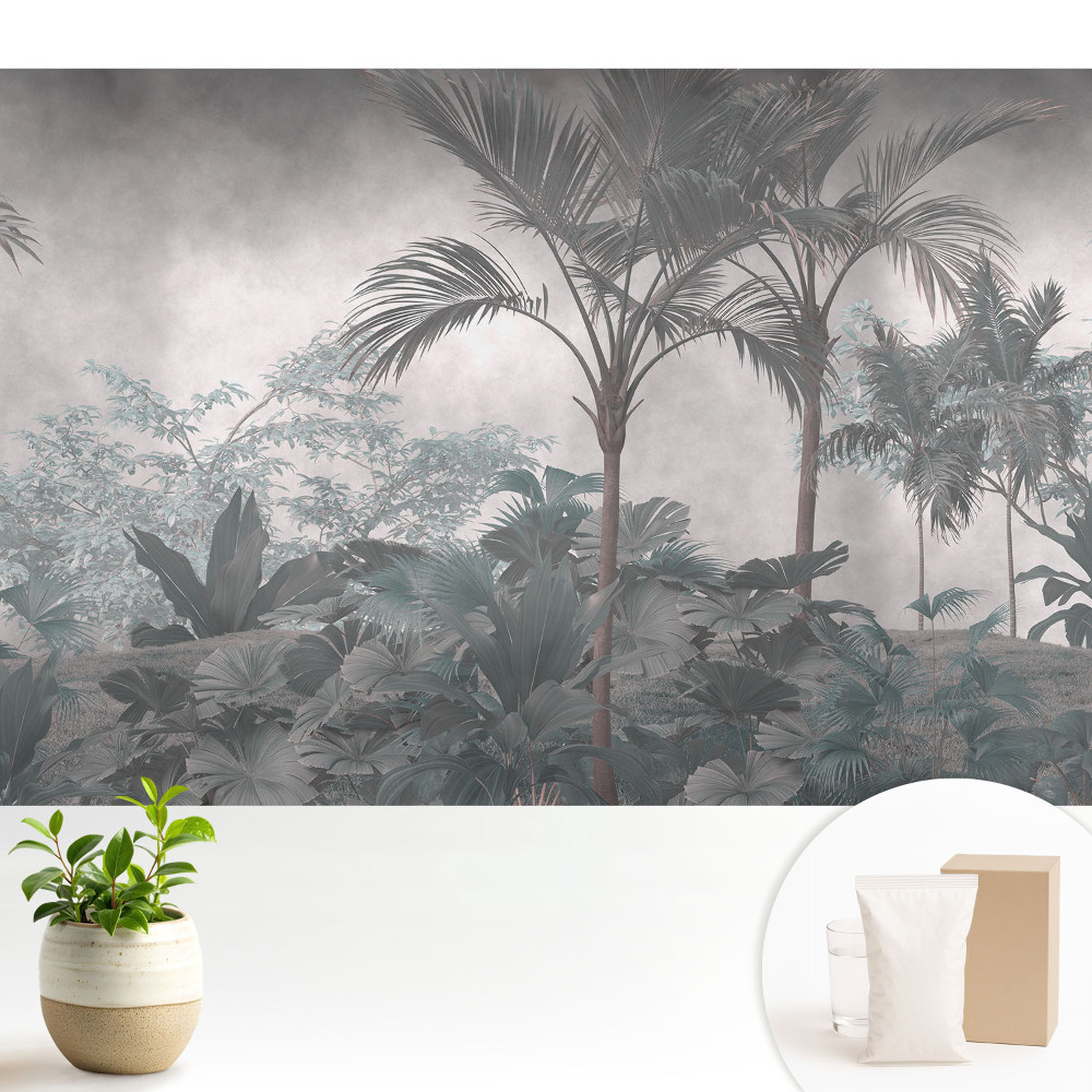 Luxusná tapeta Tropická džungľa v odtieňoch sivej
