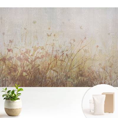 Tapeta do obývačky s motívom kvetov a motýľov v pastelových farbách