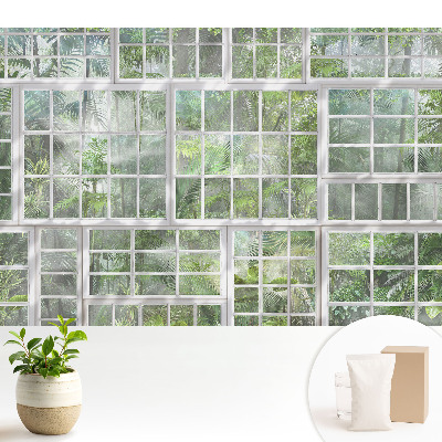 Luxusná tapeta Zelená džungľa za bielymi oknami