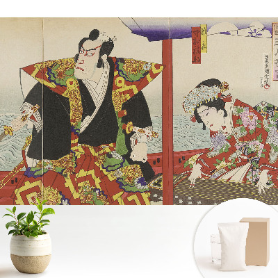 Tapeta do obývačky s motívom tradičného japonského umenia vyjadrujúca eleganciu a bohatstvo