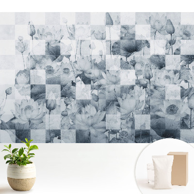 Luxusná tapeta s motívom lotosových kvetov v modernom geometrickom štýle