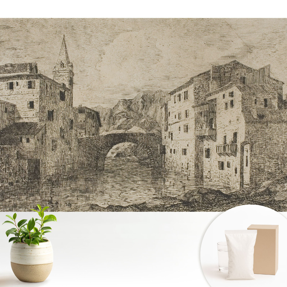 Tapeta na stenu Klasické budovy premosťujú rieku.