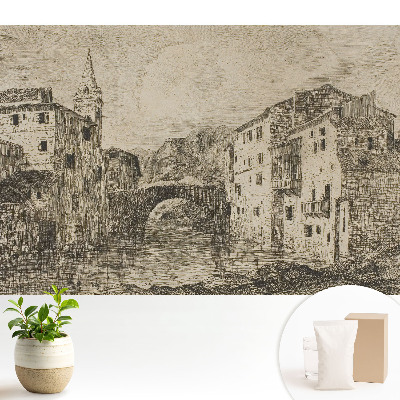 Tapeta na stenu s motívom klasických budov premosťujúcich rieku