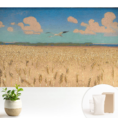 Tapeta na stenu s motívom pšeničného poľa pod oblohou