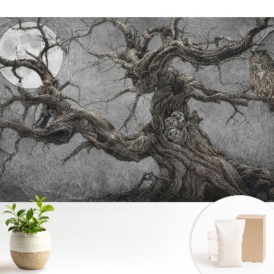 Tapeta s motívom magickej nočnej scenérie so sovami