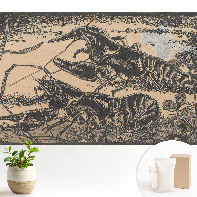 Tapeta do obývačky s motívom rakov a vodných rastlín v klasickom štýle