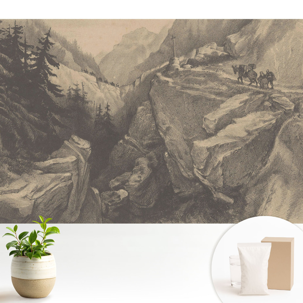 Tapeta na stenu Horská krajina s cestovateľmi