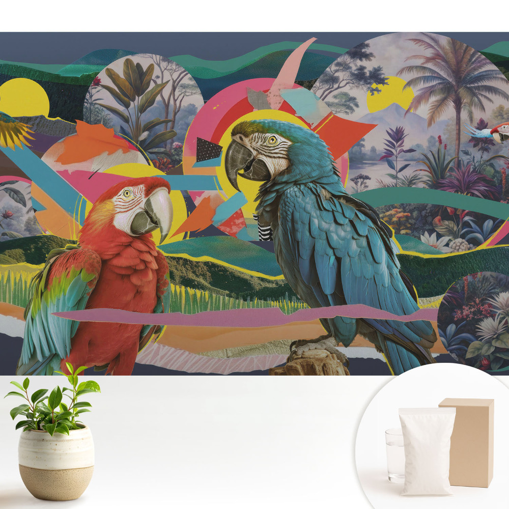 Luxusná tapeta Farebné papagáje v tropickom prostredí