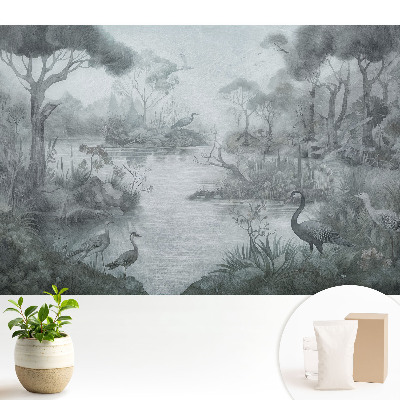 Luxusná tapeta s motívom tajomnej lesnej krajiny pri jazere