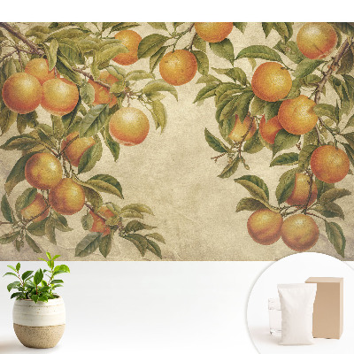 Tapeta na stenu s jemným motívom konárov a citrusových plodov