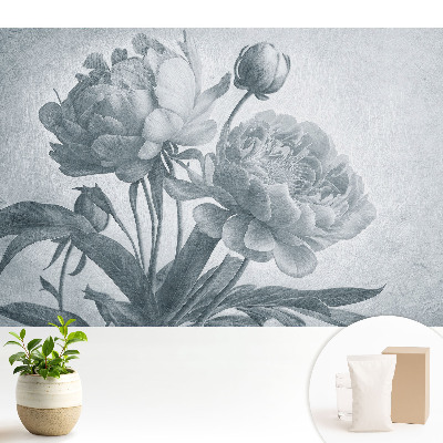 Tapeta do obývačky v sivej farbe s jemným kvetinovým vzorom a elegantnou štruktúrou