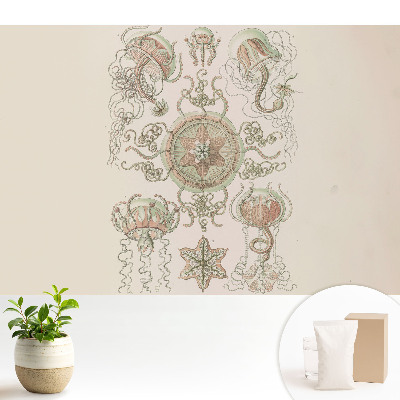Tapeta do obývačky s jemným symetrickým motívom medúzy