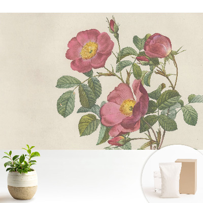 Tapeta do obývačky s motívom divokých ruží v klasickej kompozícii
