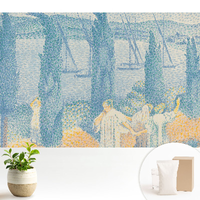 Tapeta na stenu s motívom krajiny so stromami pri jazere