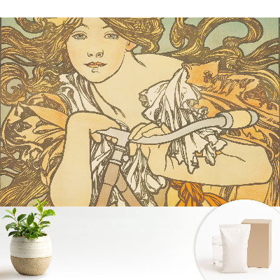 Tapeta Žena na bicykli v secesnom štýle