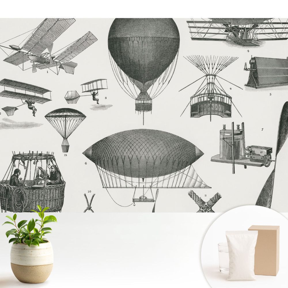 Tapeta do obývačky Letecké vynálezy v retro štýle