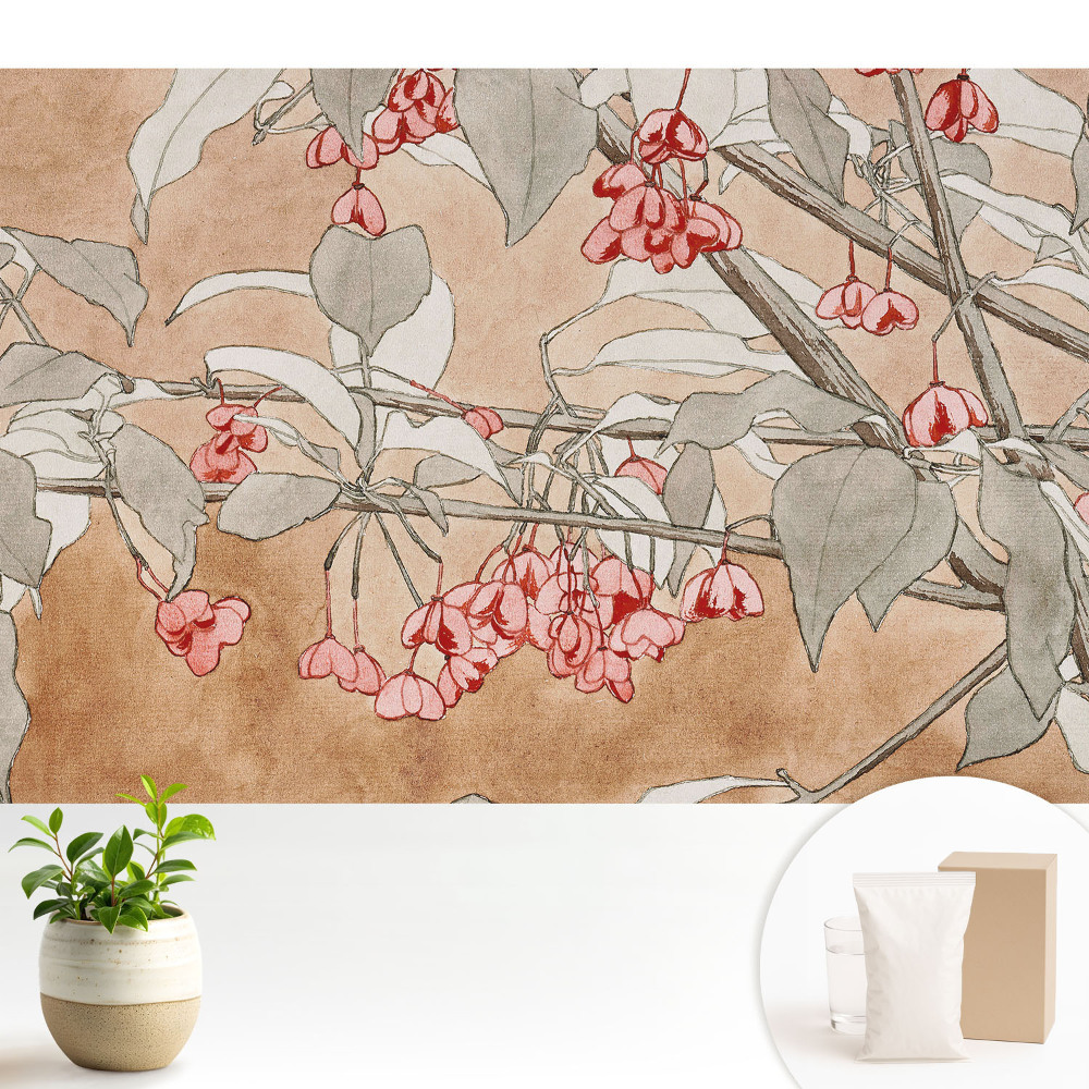 Tapeta Jemné kvety a listy v jemných farbách