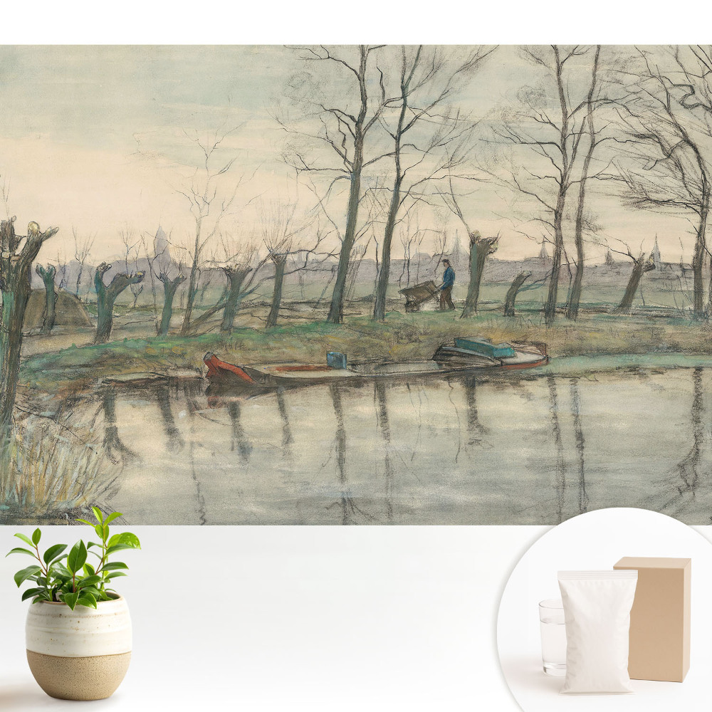 Luxusná tapeta Krajina s riekou a alejou stromov