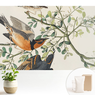 Tapeta do obývačky s motívom vtákov medzi zelenými listami