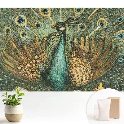 Tapeta na stenu s motívom klasického pávieho vzoru inšpirovaného prírodou
