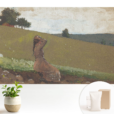Luxusná tapeta s motívom idylickej ženy na kopci