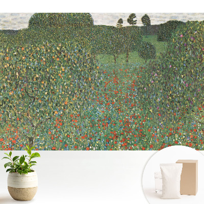 Luxusná tapeta s motívom kvitnúcej lúky medzi stromami