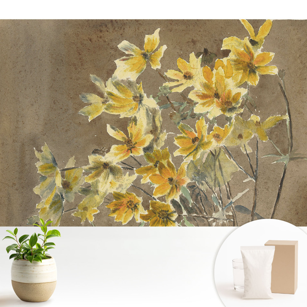 Luxusná tapeta Žlté kvety na pozadí zeme