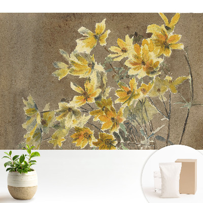 Luxusná tapeta Žlté kvety na pozadí zeme
