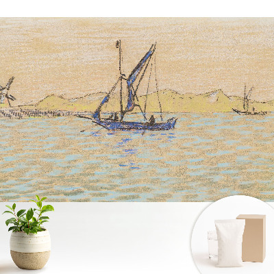 Tapeta do obývačky Pastelová krajina, veterný mlyn