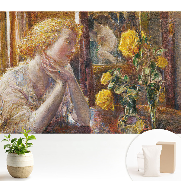 Tapeta na stenu Zamyslená silueta a farebné kvety