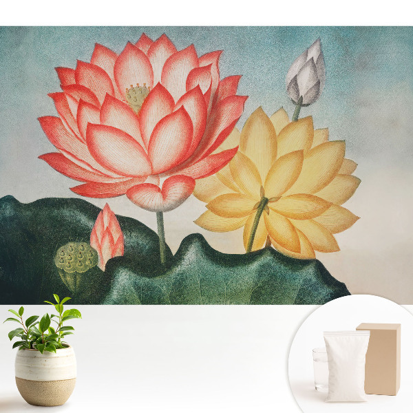 Tapeta do obývačky Lotosové kvety v romantickom štýle