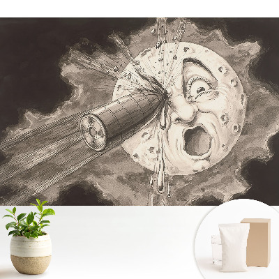 Tapeta na stenu s motívom mesiaca a kovovým prvkom