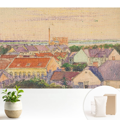 Tapeta do obývačky Atmosférické mesto v pastelových farbách