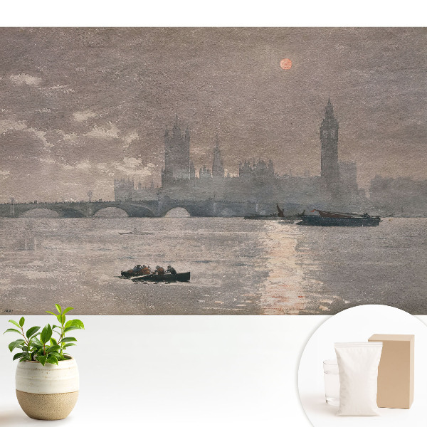 Tapeta do obývačky Farebné odrazy rieky v mestskom súmraku