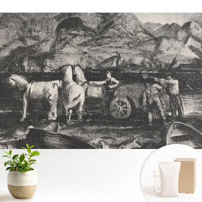 Tapeta do obývačky Horská práca s koňmi