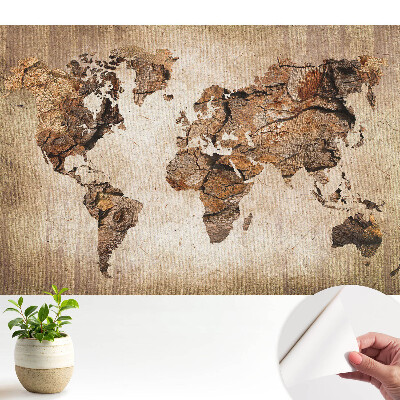 Tapeta na stenu samolepiaca s rustikálnym motívom mapy sveta