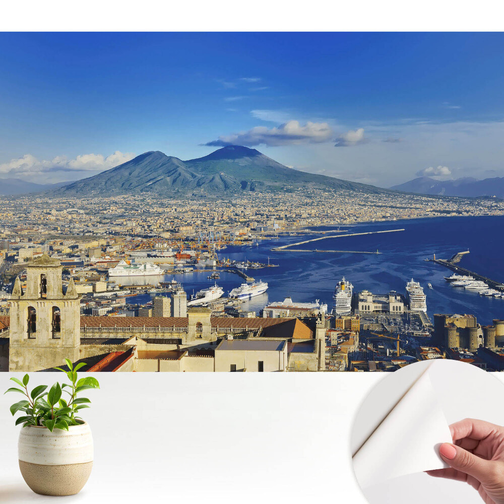 Tapety na stenu samolepiace Malebná krajina so sopkou a prístavom