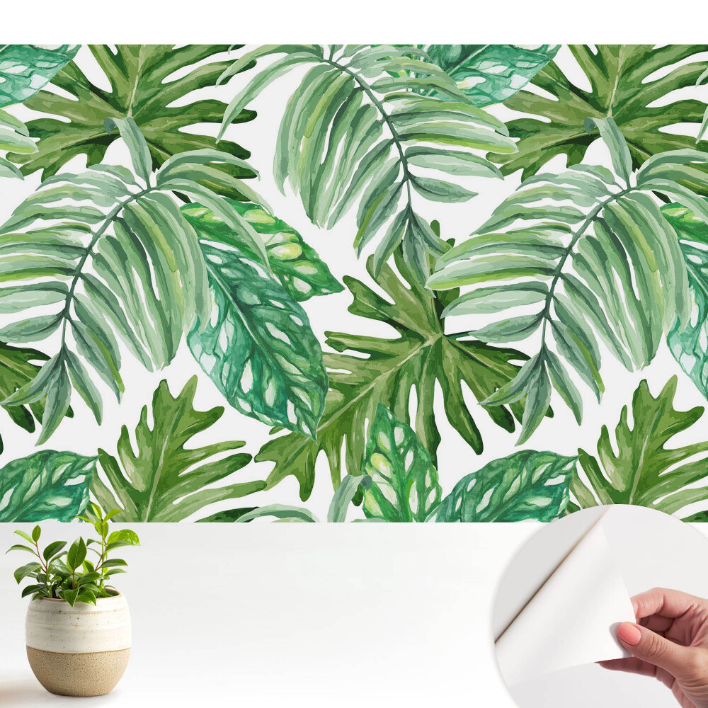 Tapeta Botanický vzor so zelenými exotickými listami