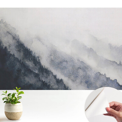 Tapeta do obývačky s motívom akvarelových hôr a hmlistou harmóniou
