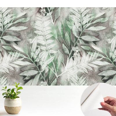 Tapeta do obývačky Jemné akvarelové listy v zelenej farbe.