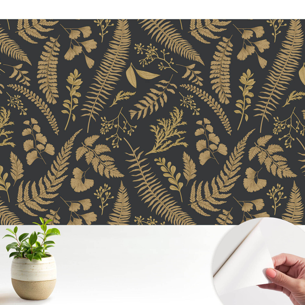 Tapeta s botanickým listovým vzorom v elegantnom prírodnom štýle