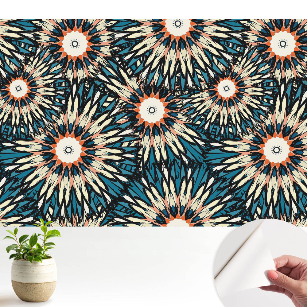 Tapeta do obývačky Energické kvety v opakovateľnej kompozícii