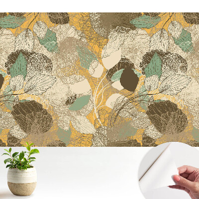 Tapety na stenu samolepiace s jemným motívom listov a kvetov v harmonickom vzore