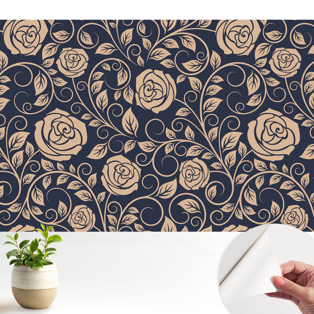 Tapeta do obývačky Klasické ruže na tmavomodrej farbe