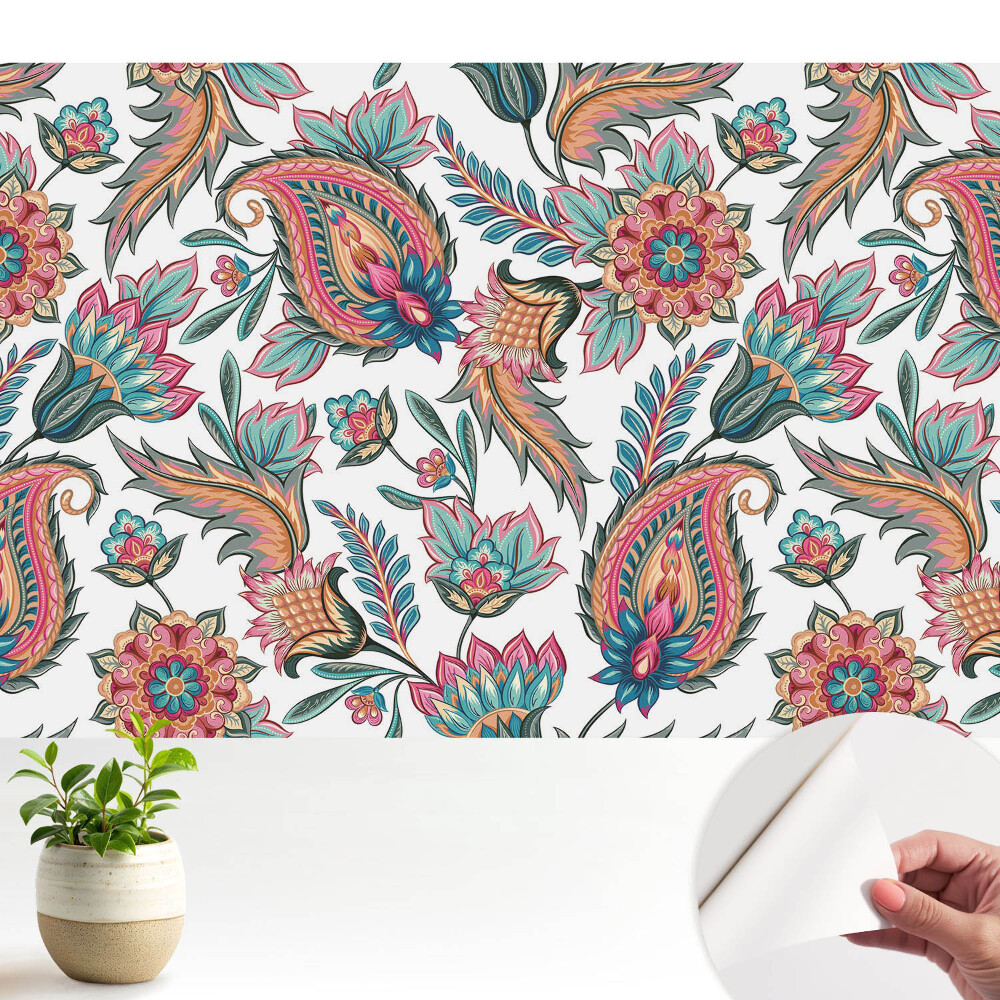 Luxusná tapeta Paisley vzor s kvetmi a listami